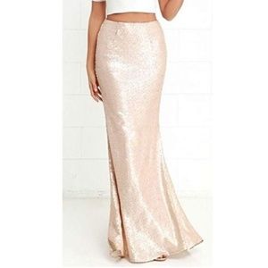 Rose Gold Mermaid Sequin Maxi Skirt